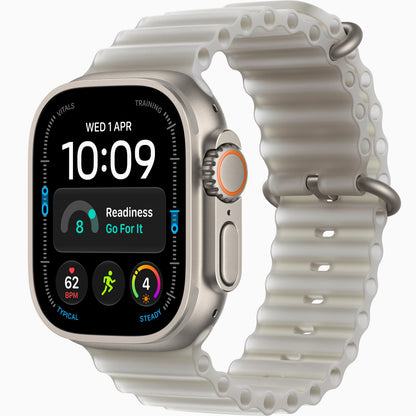 Watch Ultra 4 with a silver-toned titanium case and watch ultra 4 copy or clone. Alternative of watch ultra 4. desert color
